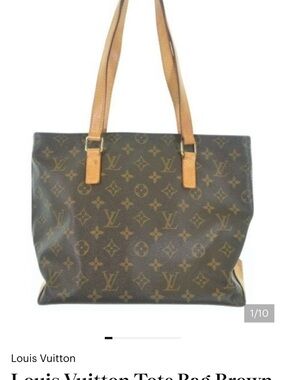 Louis Vuitton Monogram Canvas Tote with Tan Straps